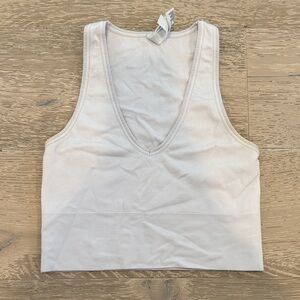 Athleta White Ribbed Crop Top